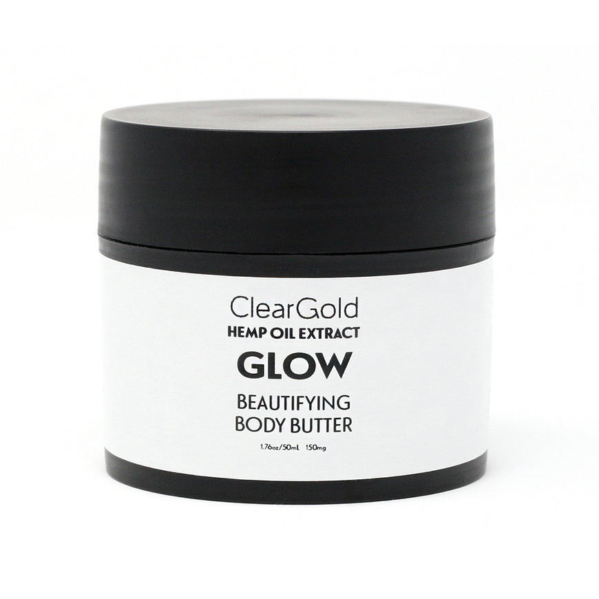 clear gold glow body butter with hemp beauty care